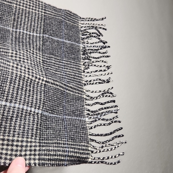 Lands End Scarf Mens Plaid Houndstooth Gray - Picture 5 of 8